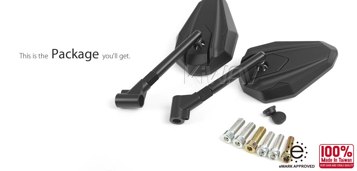 Motorcycle mirrors 4Rizz black universal fit for 10mm thread