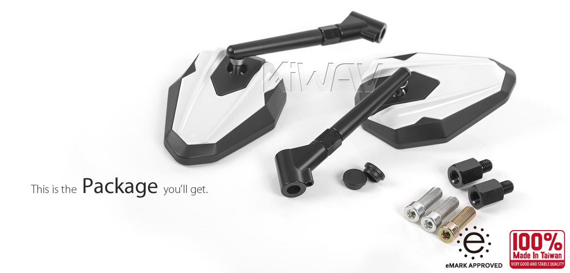 Motorcycle mirrors 4Rizz white compatible for most BMW motorcycles