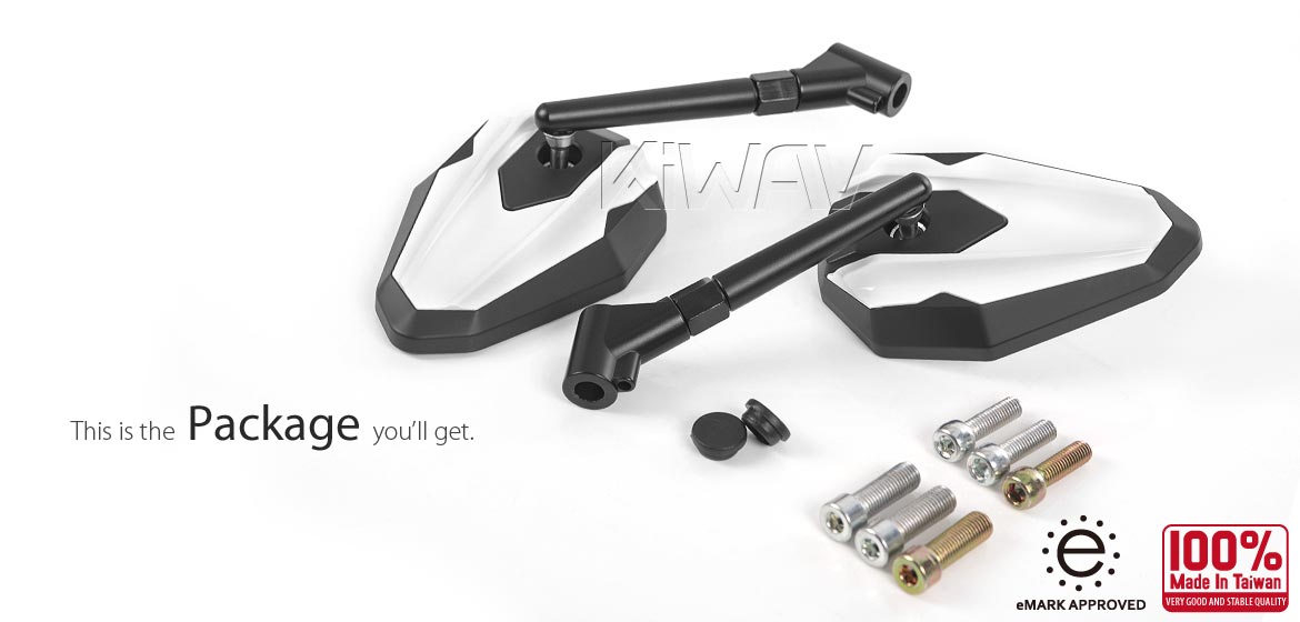 Motorcycle mirrors 4Rizz white for scooter 8mm