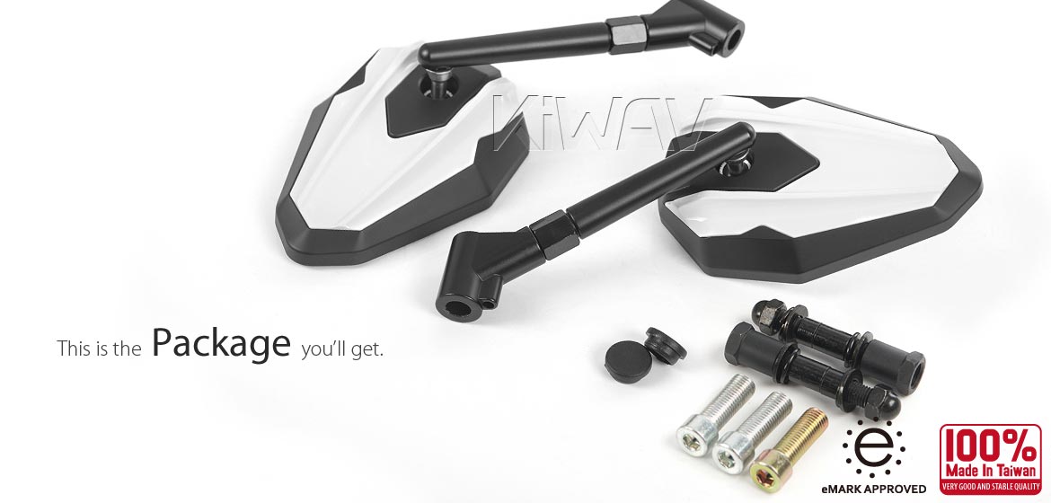 Motorcycle mirrors 4Rizz white compatible for Harley Davidson