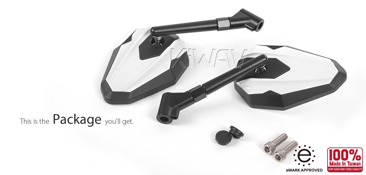 Motorcycle mirrors 4Rizz white compatible for Harley Davidson Street 500/750