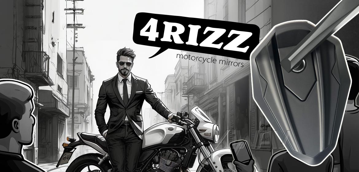 KiWAV motorcycle bar end mirrors 4Rizz black compatible for BMW
