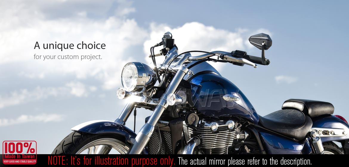 KiWAV motorcycle bar end mirrors 4Rizz black compatible for Triumph air-cooled motorcycles