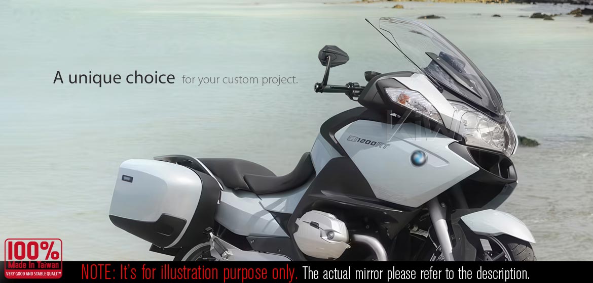 KiWAV motorcycle heavy weight bar end mirrors 4Rizz black compatible for BMW M8 threaded handlebar