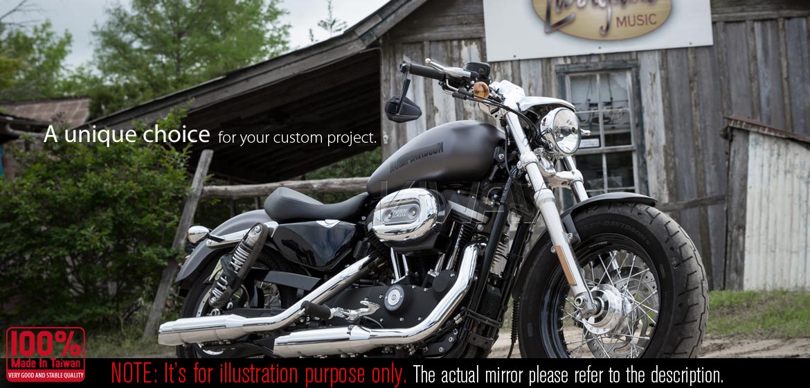 KiWAV motorcycle bar end mirrors 4Rizz black compatible for Harley Sportster Dyna Softail XG street