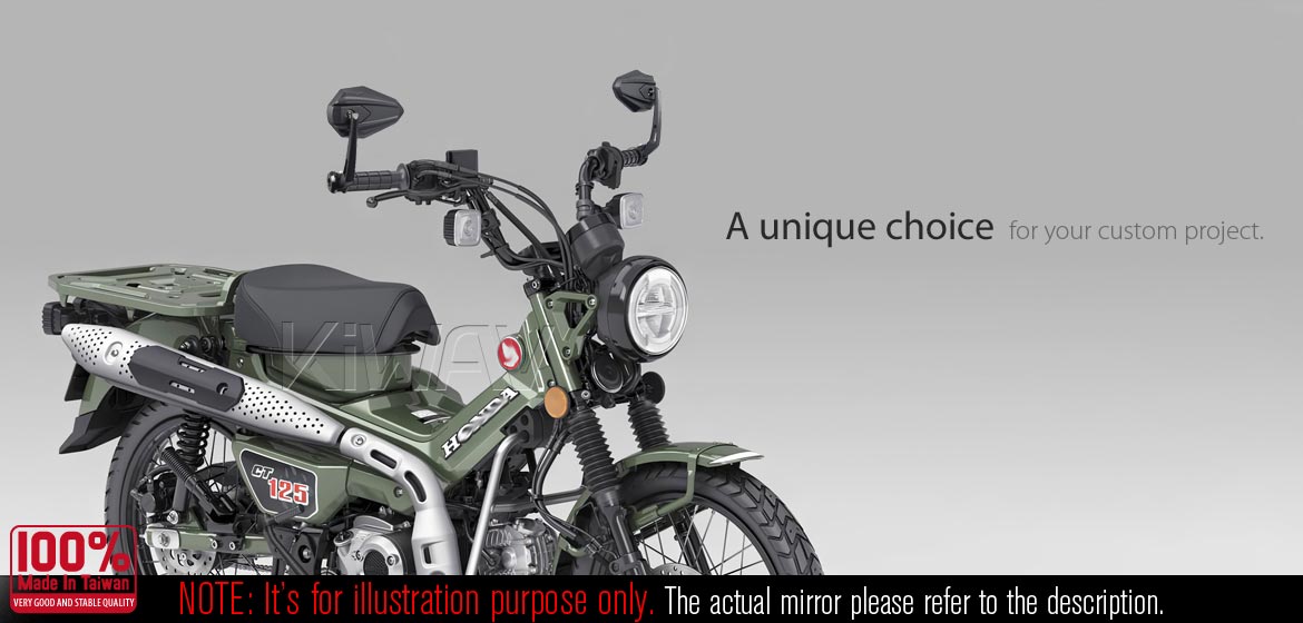 KiWAV motorcycle bar end mirrors 4Rizz black compatible for Honda specific mini motorcycles