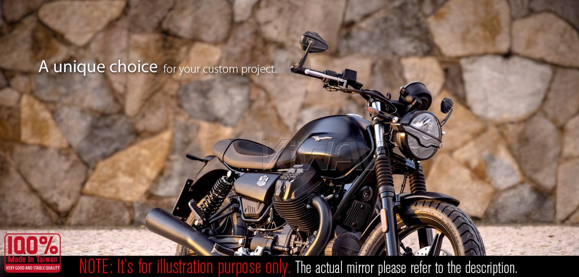 KiWAV motorcycle bar end mirrors 4Rizz black compatible for Moto Guzzi