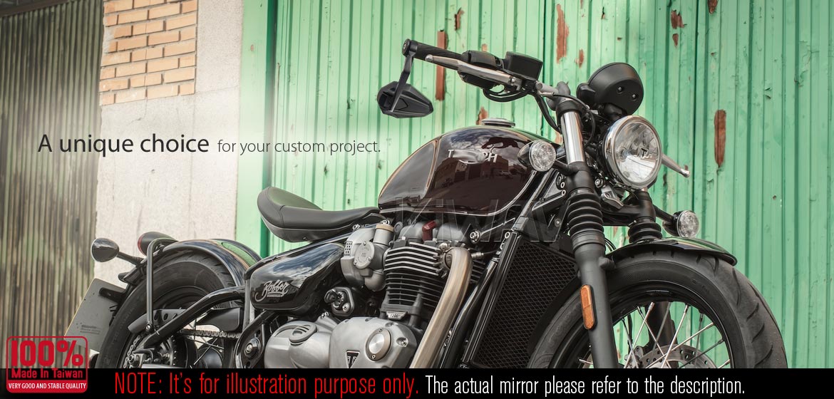 KiWAV motorcycle bar end mirrors 4Rizz black for 22/25mm handlebar