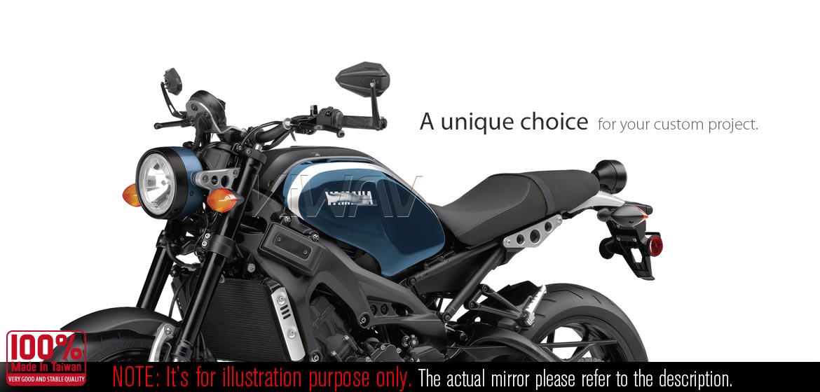 KiWAV motorcycle bar end mirrors 4Rizz black for Yamaha M16 threaded handlebars