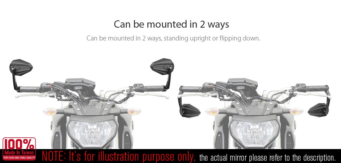 KiWAV motorcycle bar end mirrors 4Rizz black for 22/25mm handlebar