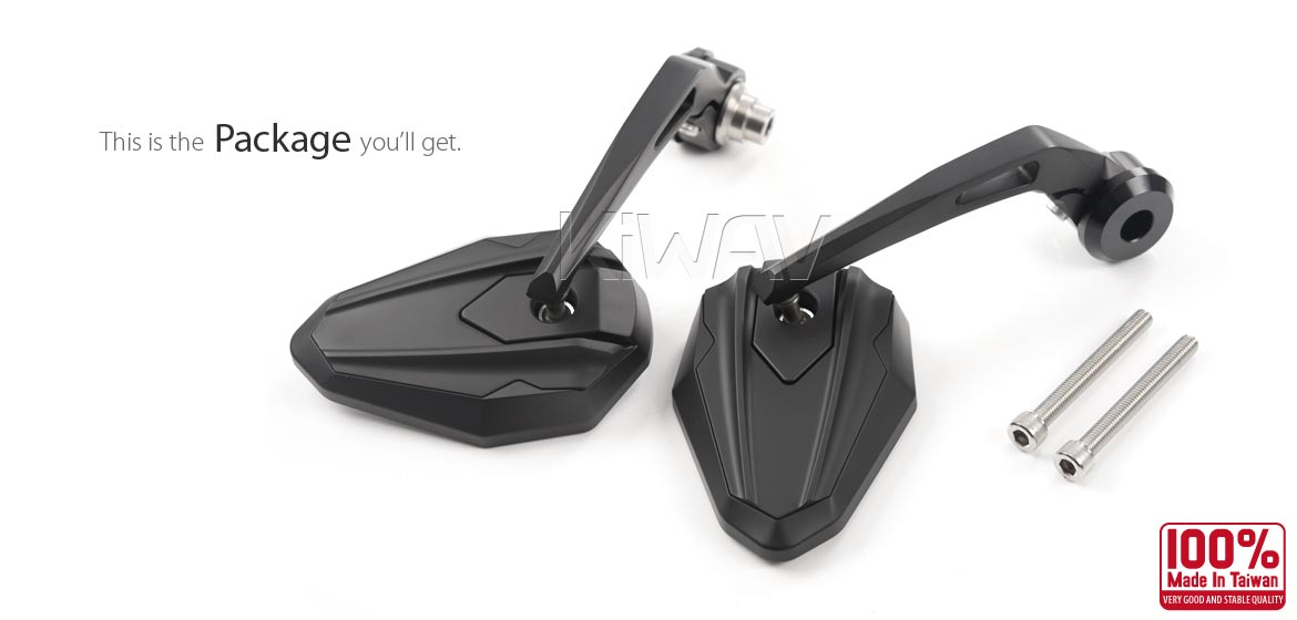 Bar end mirrors 4Rizz black fits Indian Scout Bobber '18-'20