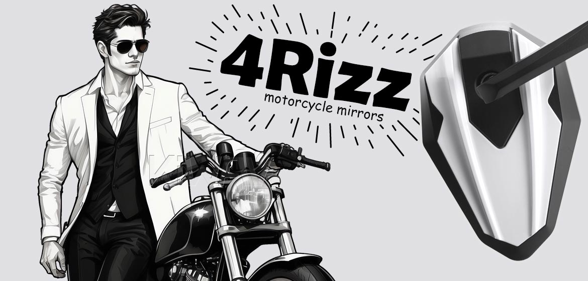 KiWAV motorcycle bar end mirrors 4Rizz white compatible for Specific Indian models