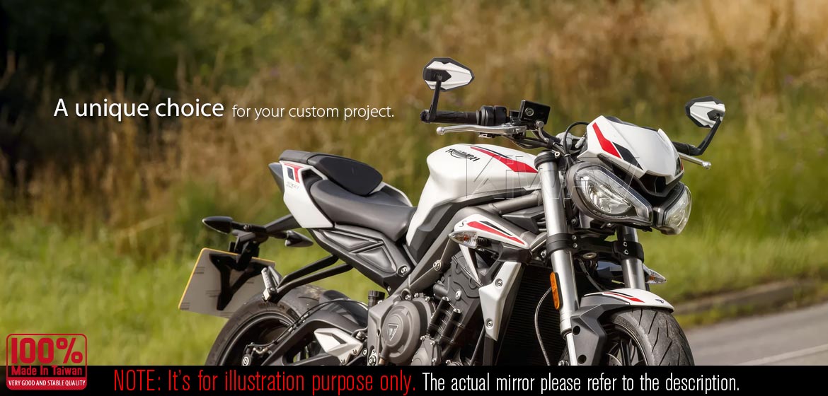 KiWAV motorcycle bar end mirrors 4Rizz white compatible for Triumph air-cooled motorcycles