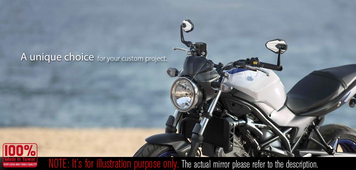 KiWAV motorcycle bar end mirrors 4Rizz white for M6 threaded handlebars