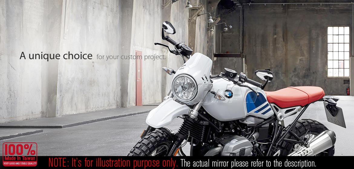 KiWAV motorcycle bar end mirrors 4Rizz white heavy weight compatible for BMW