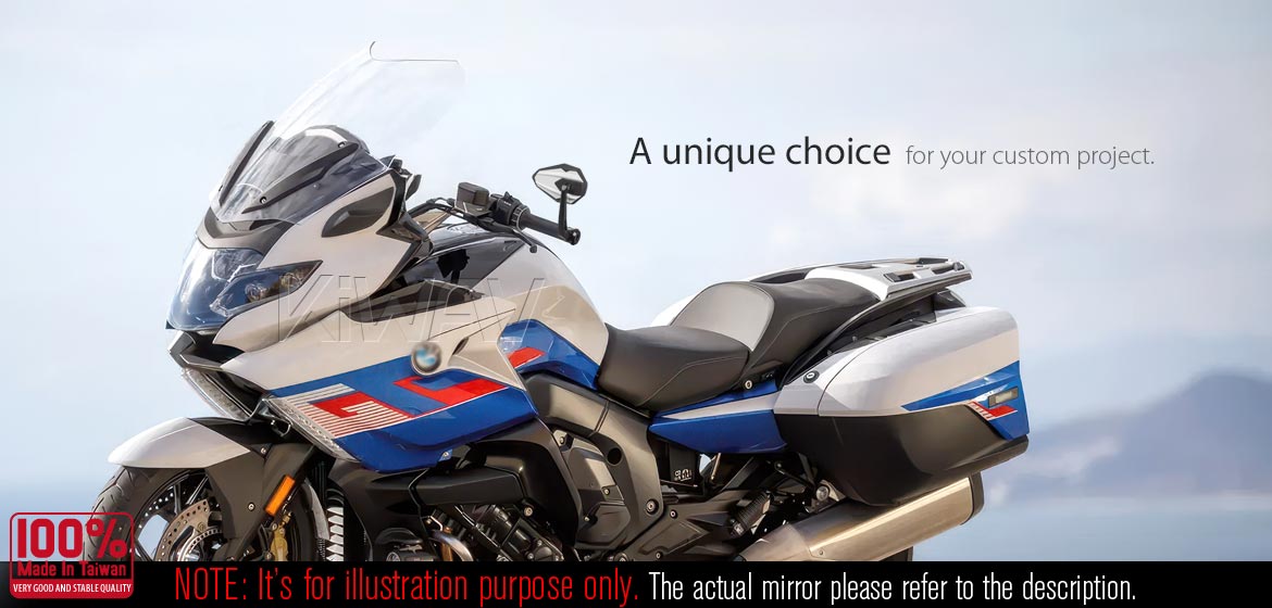 KiWAV motorcycle heavy weight bar end mirrors 4Rizz white compatible for BMW M8 threaded handlebar