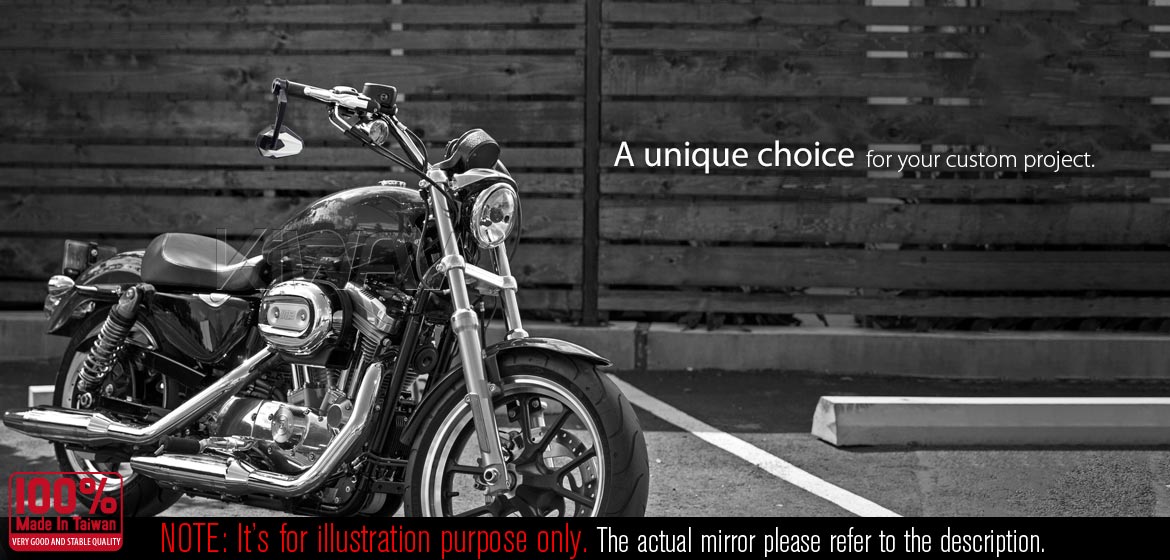 KiWAV motorcycle bar end mirrors 4Rizz white compatible for Harley Sportster Dyna Softail XG street