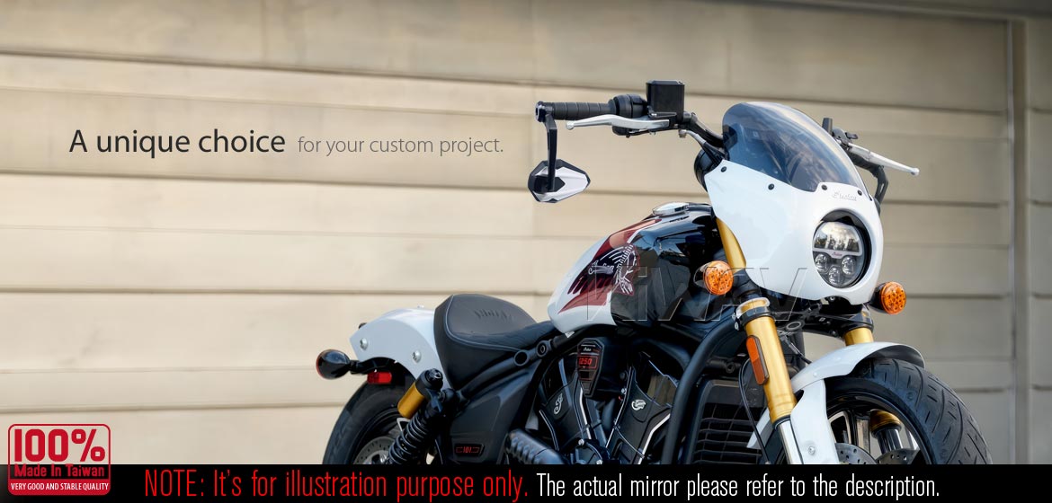 KiWAV motorcycle bar end mirrors 4Rizz white compatible for Specific Indian models