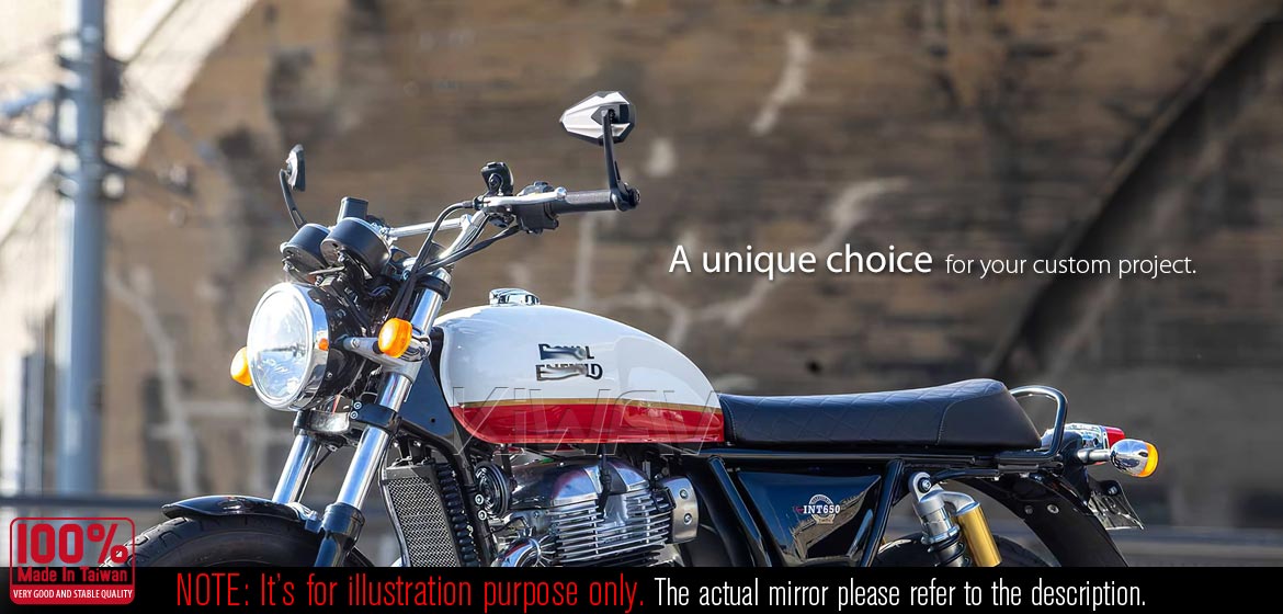 KiWAV motorcycle bar end mirrors 4Rizz white compatible for Royal Enfield Interceptor 650