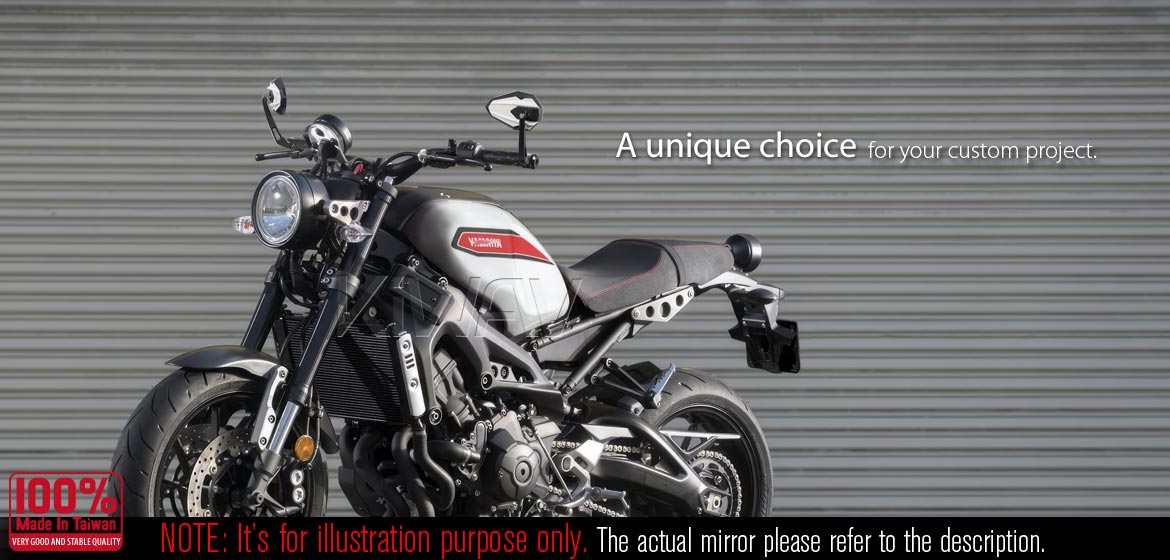 KiWAV motorcycle bar end mirrors 4Rizz white heavy weight for Yamaha M16 threaded handlebars