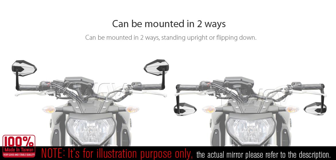 KiWAV motorcycle bar end mirrors 4Rizz white compatible for Moto Guzzi