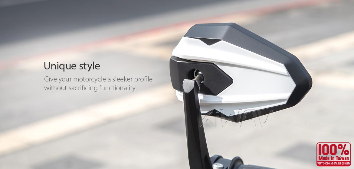 KiWAV motorcycle bar end mirrors 4Rizz white compatible for Specific Indian models