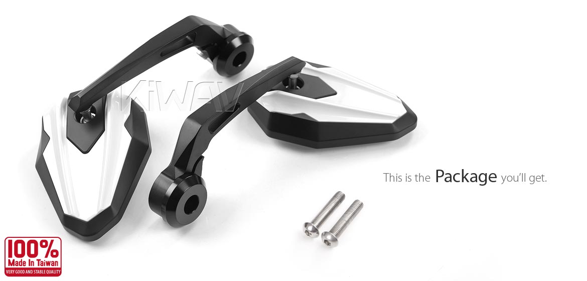 KiWAV motorcycle bar end mirrors 4Rizz white compatible for Harley Sportster S Nightster 2021-