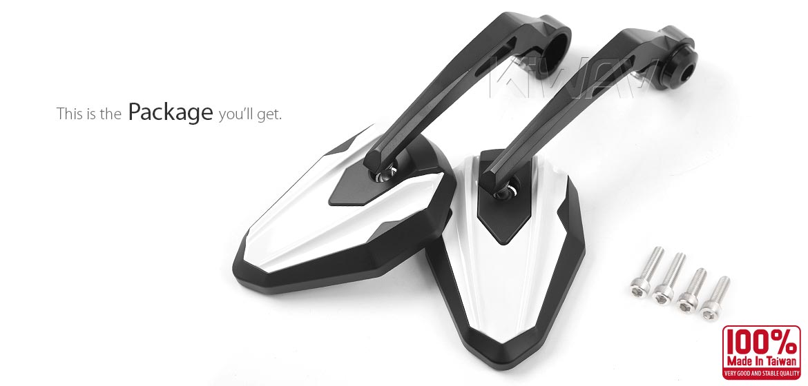 KiWAV motorcycle bar end mirrors 4Rizz white compatible for Triumph water-cooled models
