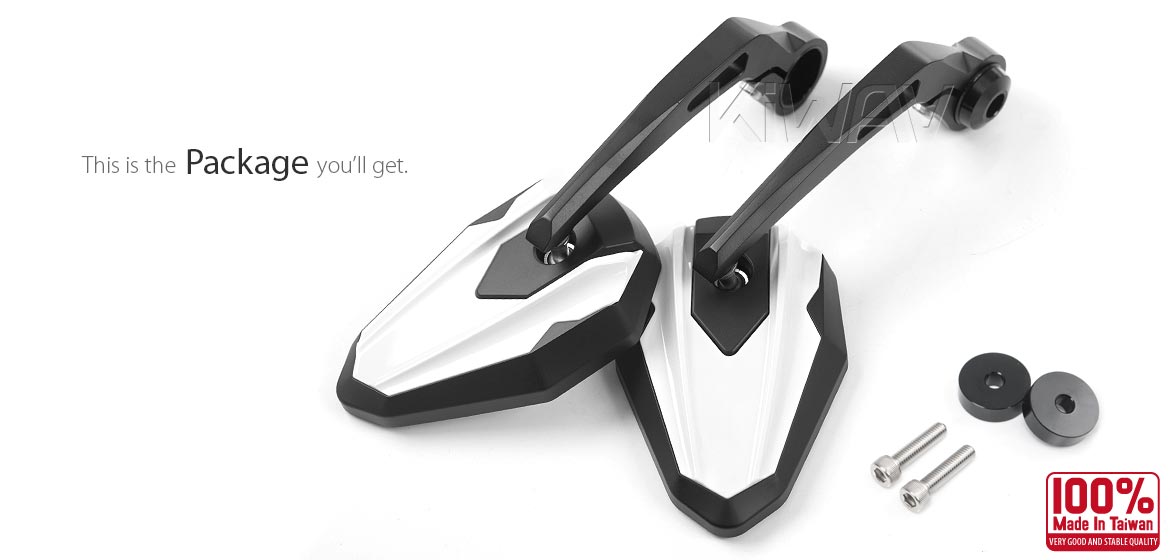KiWAV motorcycle bar end mirrors 4Rizz white compatible for Moto Guzzi