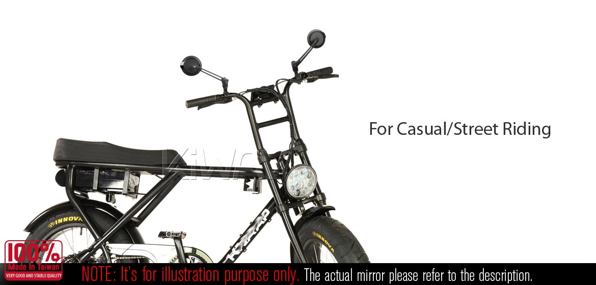 KiWAV rear view side mirrors Aura black universal fit for eBikes, bicycles