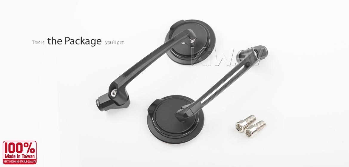 The thinnest motoryclce mirrors KiWAV Aura black compatible for most BMW
