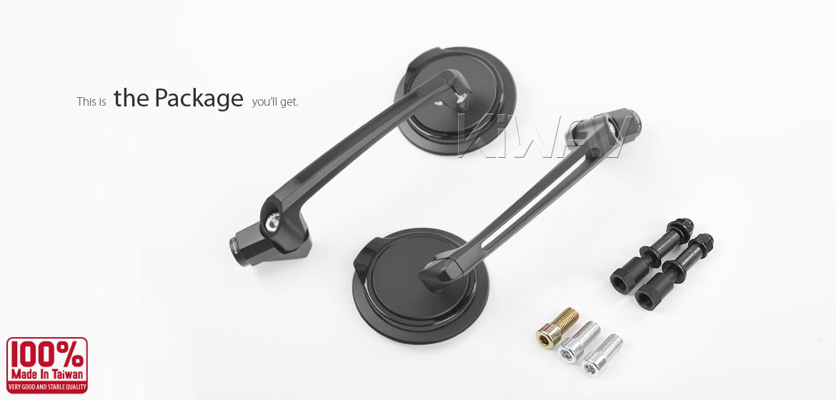 The thinnest motoryclce mirrors KiWAV Aura black compatible for most Harley Davidson