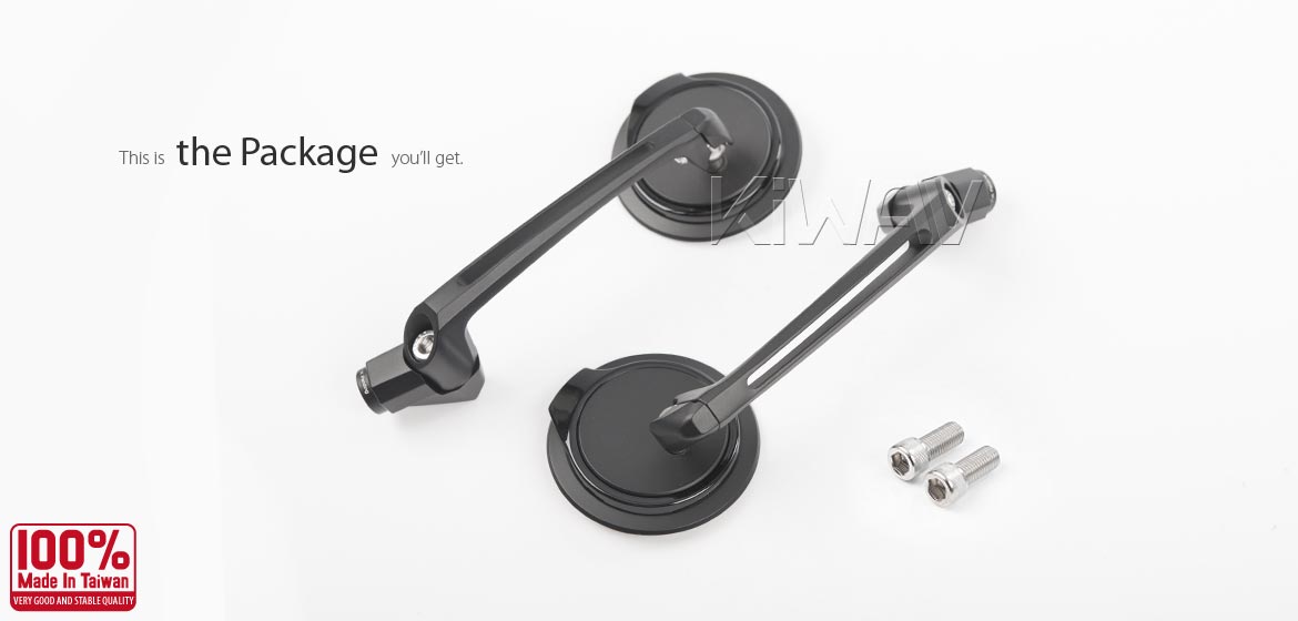 The thinnest motoryclce mirrors KiWAV Aura black compatible for Harley Davidson Street 500/ 750