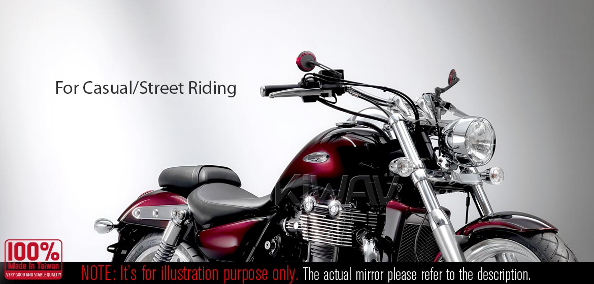 KiWAV rear view side mirrors Aura blue compatible with Triumph 25mm handlebar and go-through mounts