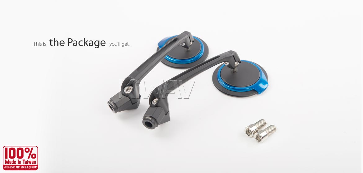The thinnest motoryclce mirrors KiWAV Aura blue compatible for most BMW