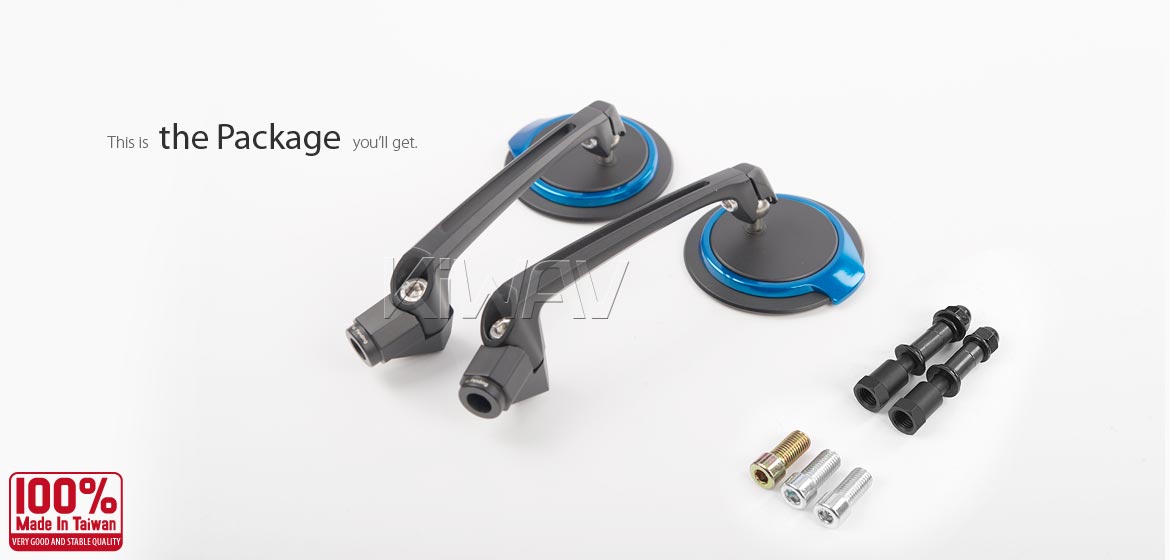The thinnest motoryclce mirrors KiWAV Aura blue compatible for most Harley Davidson