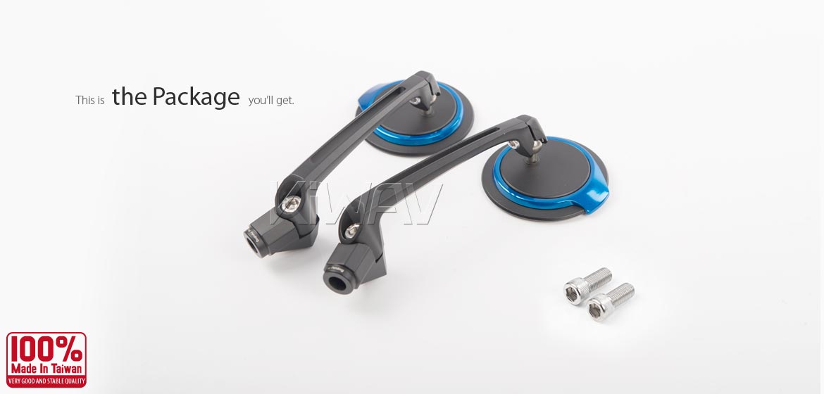 The thinnest motoryclce mirrors KiWAV Aura blue compatible for Harley Davidson Street 500/ 750