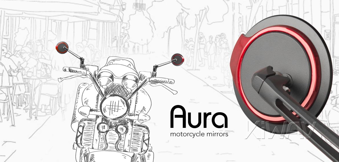 The thinnest motoryclce mirrors KiWAV Aura red compatible for most Harley Davidson
