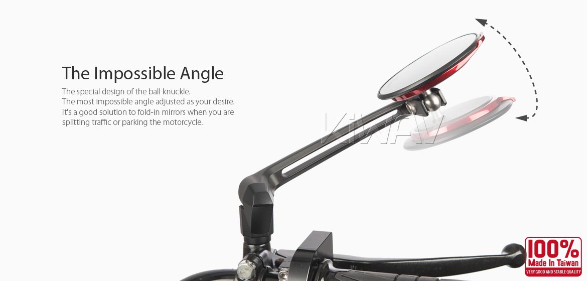The thinnest motoryclce mirrors KiWAV Aura red compatible for most Harley Davidson