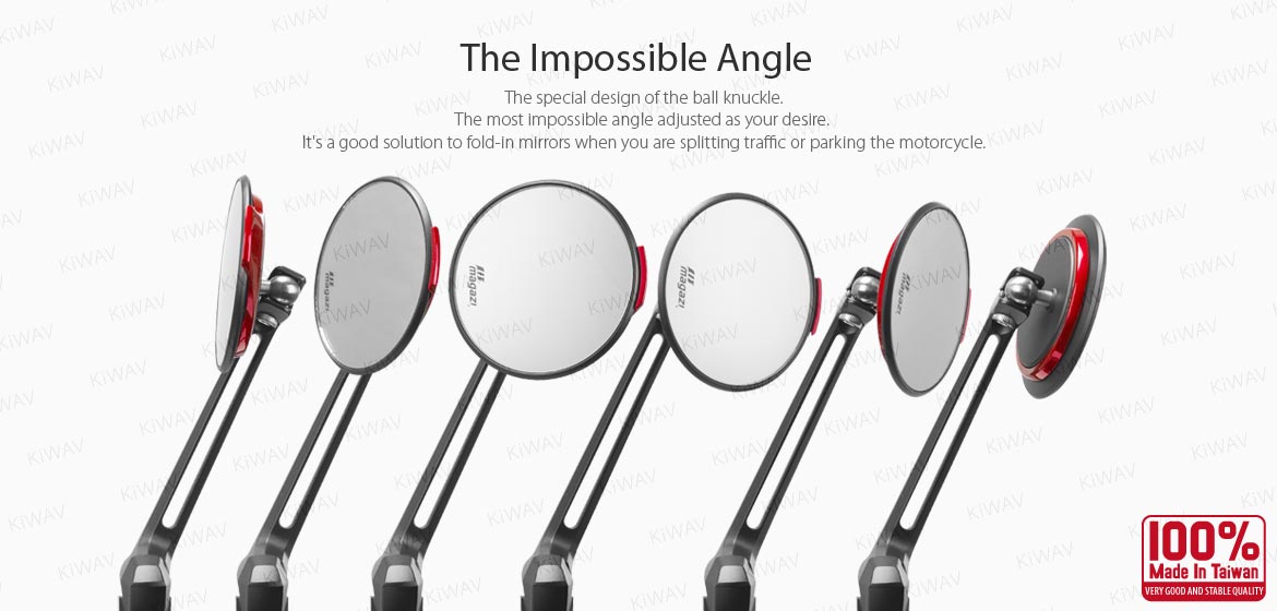 The thinnest motoryclce mirrors KiWAV Aura red compatible for most Harley Davidson