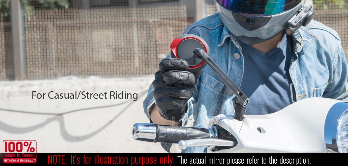 The thinnest motoryclce mirrors KiWAV Aura red compatible for most modern Vespa models, GTS/ GTV/ LX/ LT/ LXV/ S