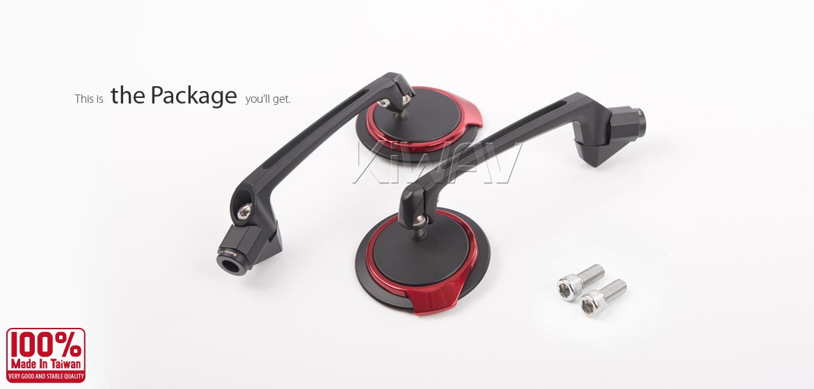 The thinnest motoryclce mirrors KiWAV Aura red compatible for Harley Davidson Street 500/ 750