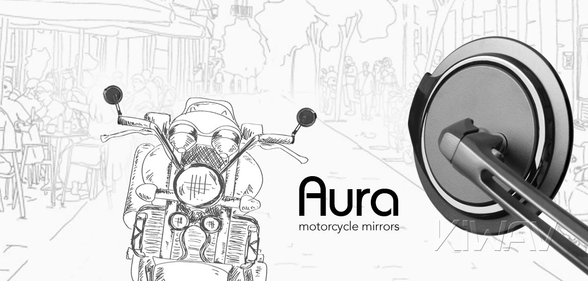 Thinnest motorcycle mirrors KiWAV motorcycle bar end mirrors Aura black for 22/25mm handlebar