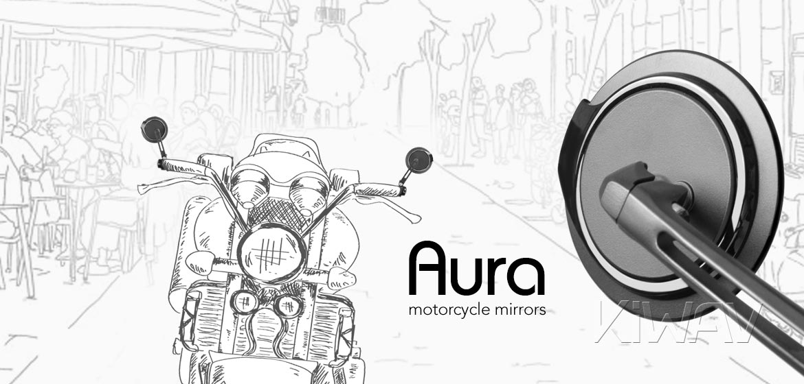 Thinnest motorcycle mirrors KiWAV motorcycle bar end mirrors Aura black compatible for Triumph water-cooled motorcycles