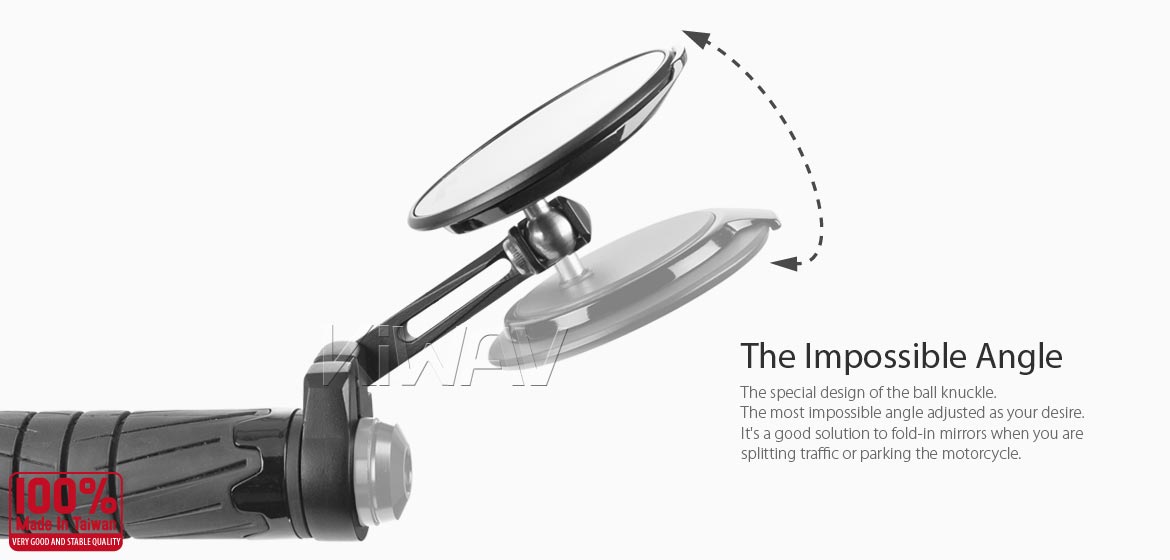 Thinnest motorcycle mirrors KiWAV motorcycle bar end mirrors Aura black for 22/25mm handlebar