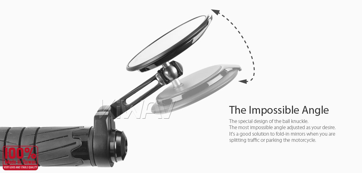Thinnest motorcycle mirrors KiWAV motorcycle bar end mirrors Aura black compatible for Triumph water-cooled motorcycles