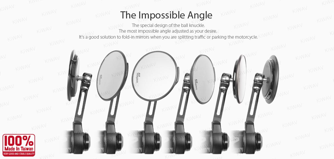 Thinnest motorcycle mirrors KiWAV motorcycle bar end mirrors Aura black compatible for Triumph water-cooled motorcycles
