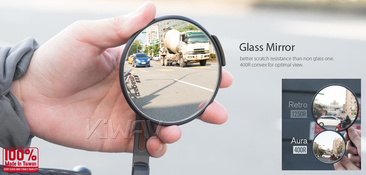Thinnest motorcycle mirrors KiWAV motorcycle bar end mirrors Aura black compatible for Triumph water-cooled motorcycles