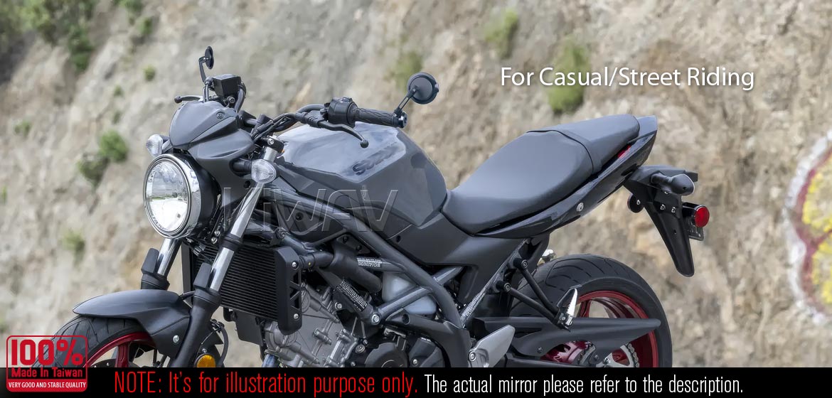 Thinnest motorcycle mirrors KiWAV motorcycle bar end mirrors Aura black for M8 threaded handlebar