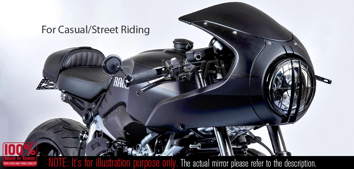 Thinnest motorcycle mirrors KiWAV motorcycle bar end mirrors Aura black for BMW M12 threaded handlebar